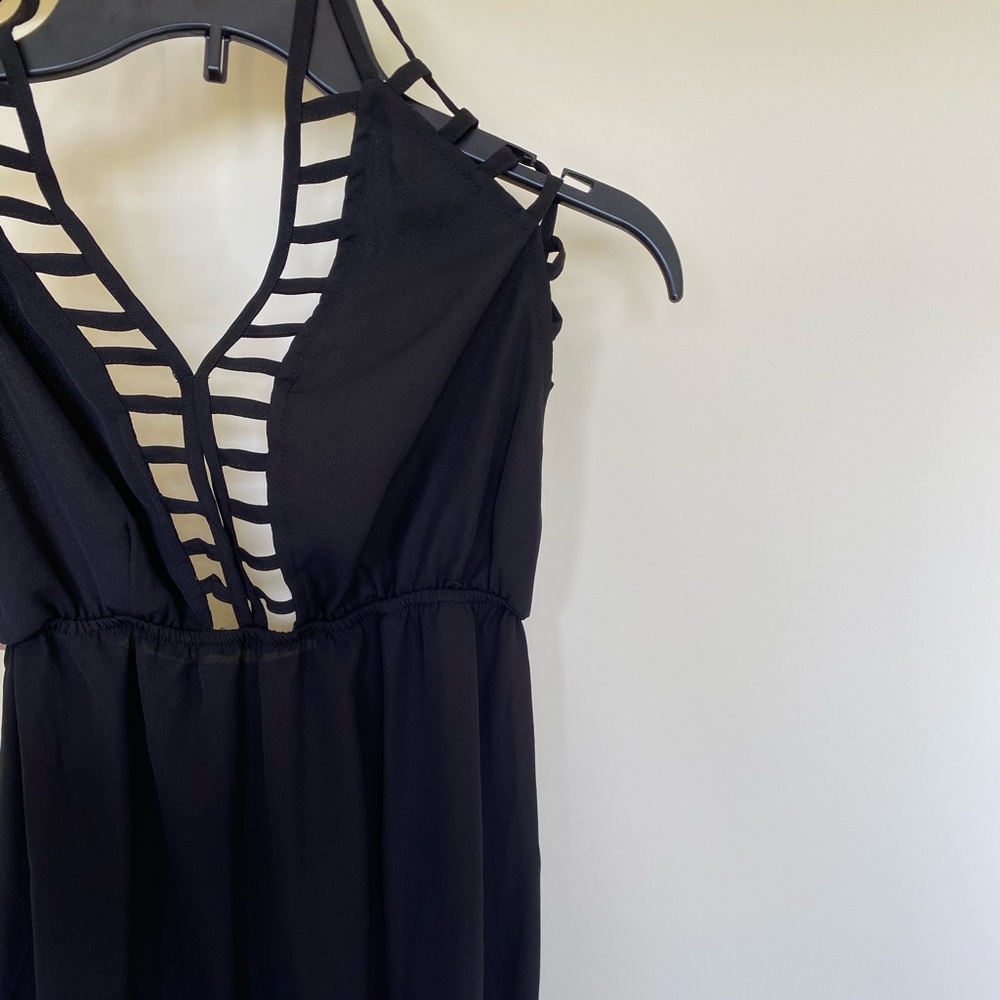 Black cage top maxi dress